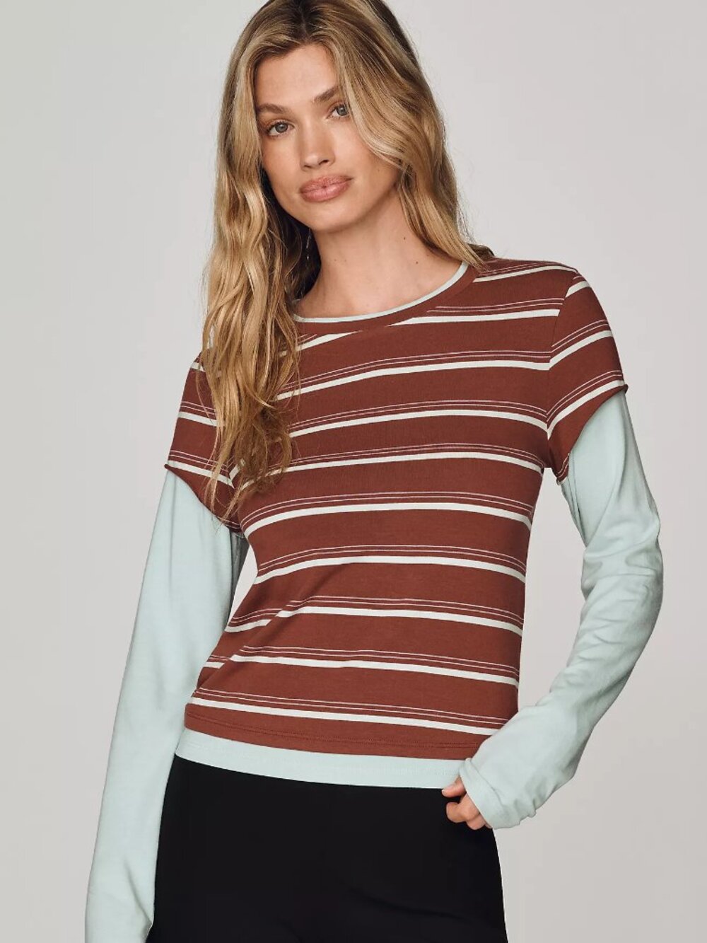 By Anthropologie Evan Long-Sleeve Twofer Top